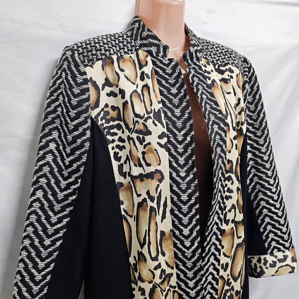 Chico's Open Coat Jacket Women Size 2 Animal Print Tapestry - Picture 12 of 13